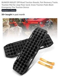 Off Road Traction Boards, Pair Recovery Tracks for Mud, Sand, Snow - Black